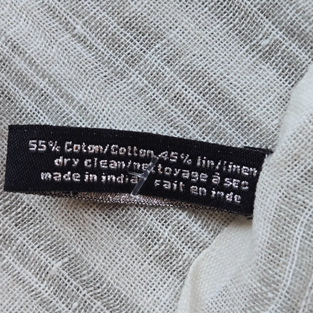 NWT Linen Cotton Wrap Scarf *SMALL STAIN* Grey White Stripe - Picture 8 of 9